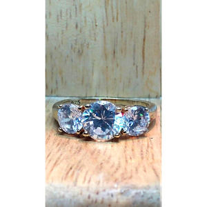 3.79 TW Sterling Gold CZ Ring signed "D" 925